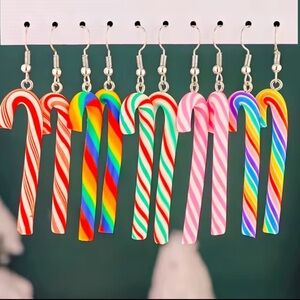 Candy Cane Christmas Earrings Set